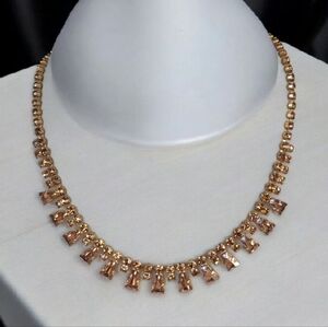 Vintage 1940s High End Topaz Rhinestone Necklace
